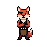 Flint, the Forge fox mascot, arms crossed