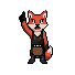 Flint the fox blacksmith raising a finger to make a point about transitions