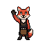 Flint the fox blacksmith waving a friendly goodbye